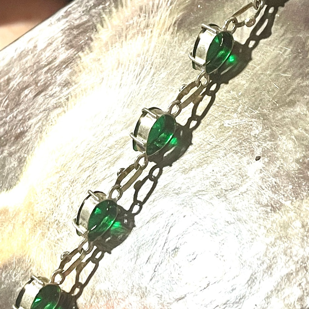 Green tourmaline bracelet faceted sterling silver